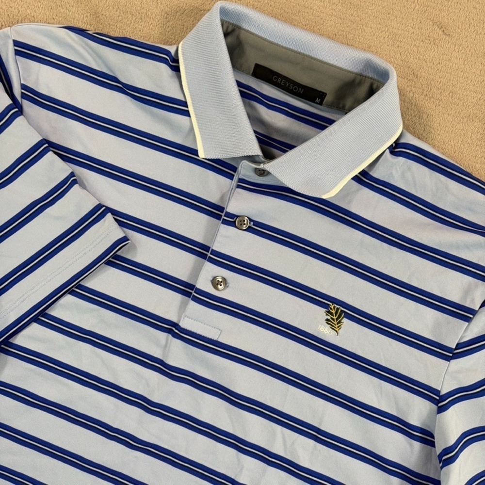 The Tuxedo Golf Club x Greyson Performance Polo Shirt in Blue Striped Men Medium